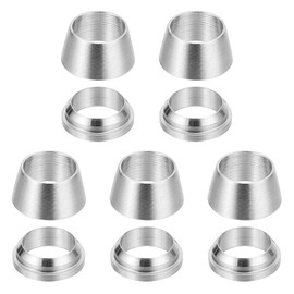 PATIKIL 1/4" Pipe OD 304 Stainless Steel Compression Pipe Fitting Sleeve, 5 Pack Double Ferrulring Pipe Fitting Assortment Set, Silver