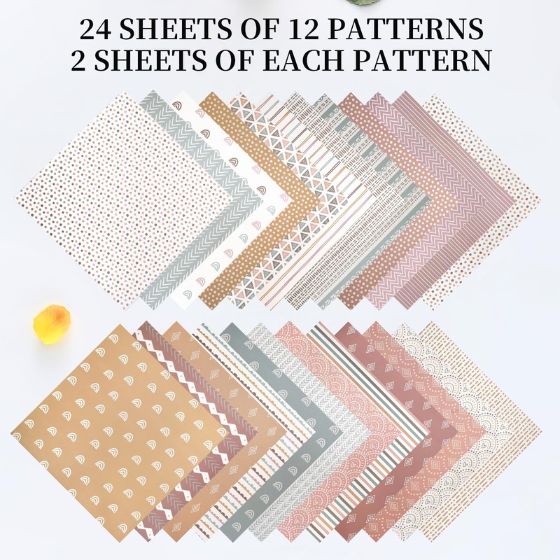 24 Sheets Scrapbook Paper, 30.5 X 30.5 cm, Decoupage Paper