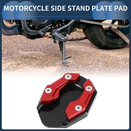 INFINAUTO Motorcycle Side Stand Plate Pad, Motorbike Kickstand Pad with Wrench Aluminum Alloy Red, 1 Set