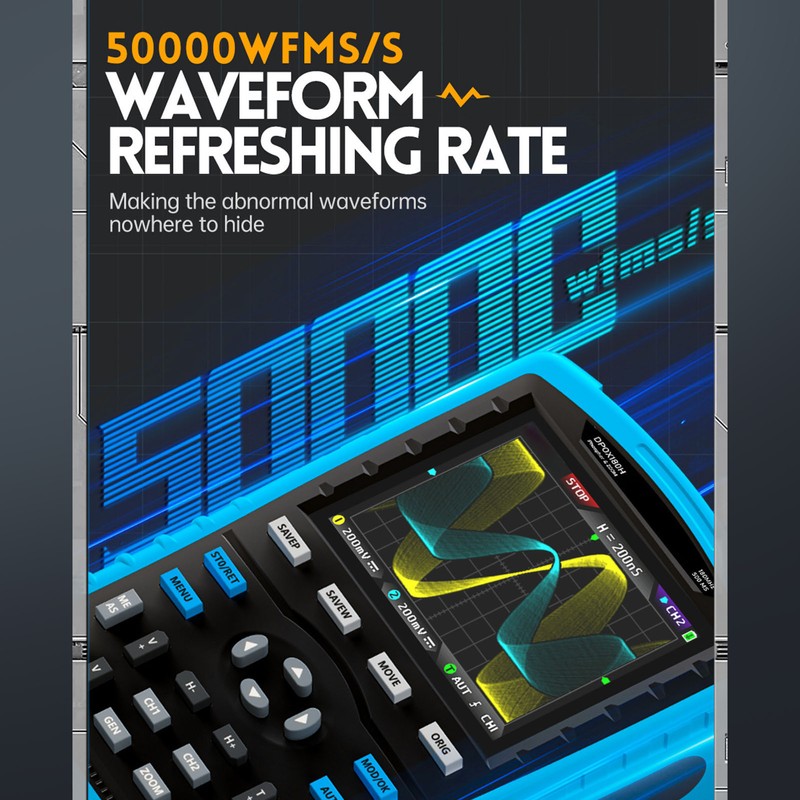 Fluorescent Digital Oscilloscope 2.8in Display 3000mAh Dual Channel Signal Generator