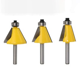 Bevel Cutter Set 1/2" Shank Bevel Woodworking Corner Round Cutter Tools (30 Degrees & 15 Degrees & 22.5 Degrees)