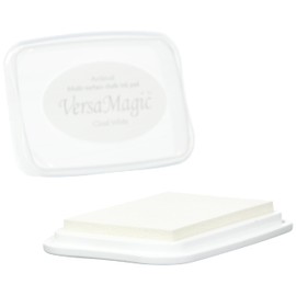 Rayher 29117102 Versa Magic Chalk Ink - Stempelkissen, Größe L, weiß, 9,9 x 6,8 x 1,9 cm, samtartiger Kreide-Look zum Stempeln, für helle und auch für dunkle Papiere