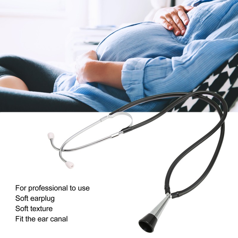 Fetal Stethoscope Monitoring Aluminum Alloy Soft Fetal Heart Stethoscope Black