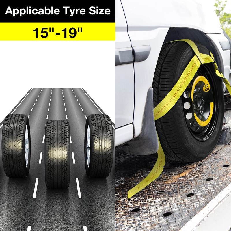 Tow Dolly Basket Straps with Flat Hook-2 Pack,Car Wheel Strap