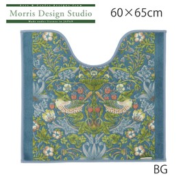 Kawashima Textile Celcom Morris Design Studio FT1702A Toilet Mat, Strawberry Thief, Blue, Green, 23.6 x 25.6 inches (60 x 65 cm), Made in Japan