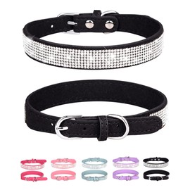 Petank Dog Collar for Small Medium Large Dogs，Small Dog Collar for Female Dogs, Bling Girl Dog Collars, Pink Dog Collar, Rhinestone Puppy Collars (XS, Black)
