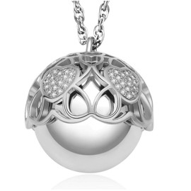 Dada Gioielli - Protection and love for expectant mothers 2025 - necklace with angel caller bell for pregnancy - pendant with sparkling hearts - gift ideas for pregnant women., Unica, Stainless Steel,