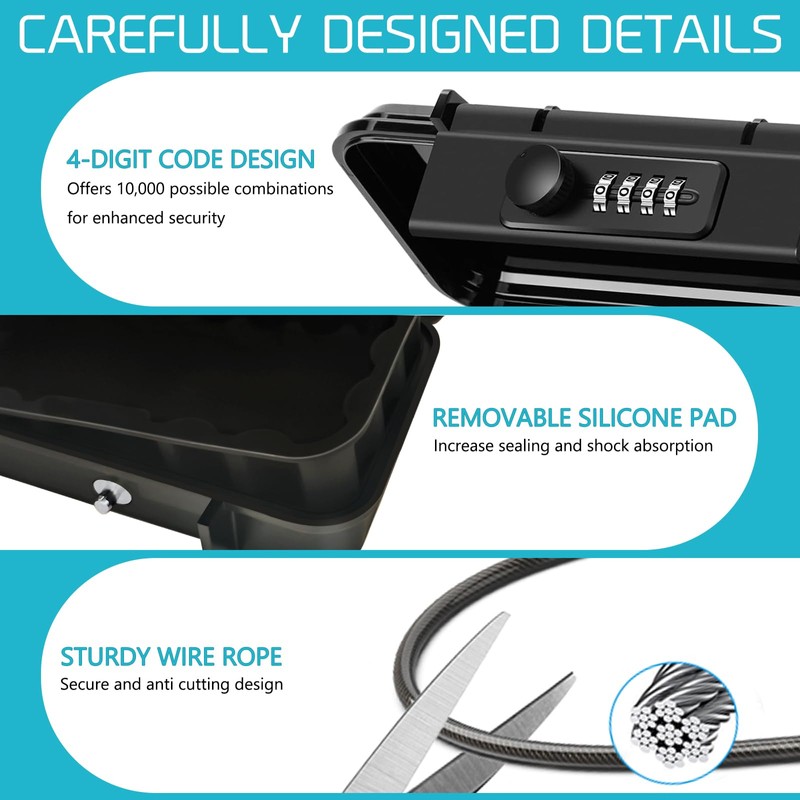 TNIIFXC Security Case LockBox with Code, Portable Safe Box with