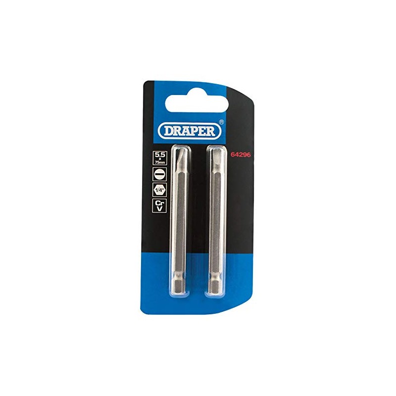Draper 64012 6.5mm 1/4" Hex Plain Slot Insert Bit 25mm