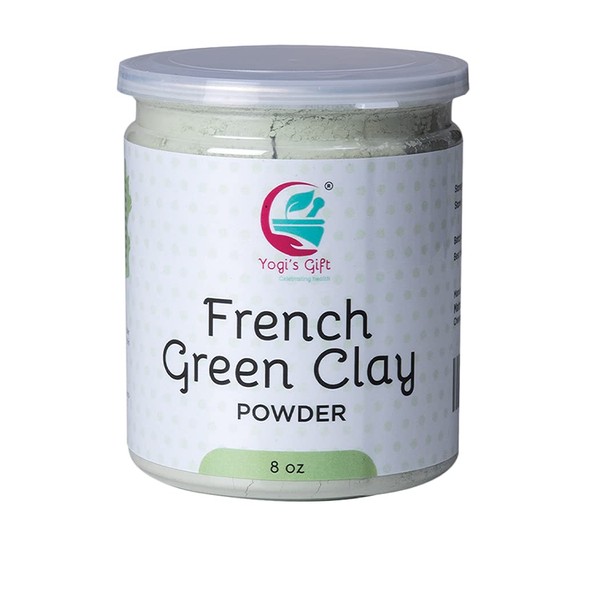 French Green Clay Powder 8 oz | Deep Facial Cleanser | For Skin Softening and Face Care | Natural Detoxifies Body | Argile Verte | Montmorillonite Clay | Illite Green Clay