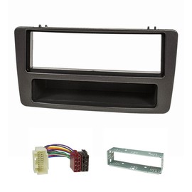 tomzz Audio 2417-004 Radio Fascia Set Compatible with Honda Civic 2001-2006 Manual Air Conditioning Anthracite with Radio Adapter ISO Installation Bay