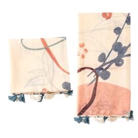 amokk Boho Floral Scarf with Tassels for Women Lightweight Shawl and Wraps Head Scarves (Color-18)