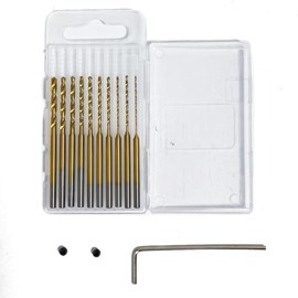 VQVYBXN 10Pcs Micro Engraving Drill Bit Set, 0.6mm-2.2mm, HSS, 2 Flutes, Straight Shank, Spiral Tool Flute, For Wood, Plastic, Resin, Jewelry Making