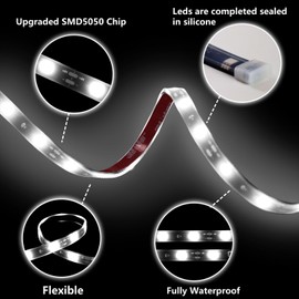 Marine Led Boat Lights Strip Waterproof Battery Powered, 4 Pcs 24’’ 9V IP68 Submersible Boat Interior Deck Courtesy Lights for Kayak Paddleboard Pontoon Skeeter Fishing Bass Golf Cart (White)