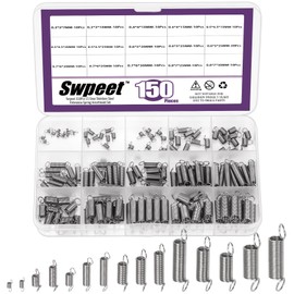 Swpeet 128Pcs 16 Sizes Stainless Steel Extension and Compression Springs Kit，Extension Spring with a Dual Hook Mechanical Springs Small Spring for Home Repairs