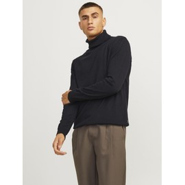 JACK & JONES Male Turtleneck Pullover Plain Turtleneck Sweater, black