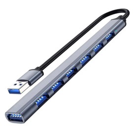 Orco 7-Port USB 3.0 Hub with Individual Power Switches and Lights, High-Speed Data Hub Splitter Portable USB Extension Hub for PC Laptop and More (7 Port HUB Slim Grey)