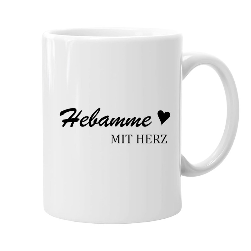 Hebammen-Geschenkset mit Keramiktasse 330ml und Serviertablett aus Buche, 13x25 cm,