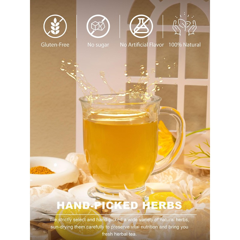 TeeLux Turmeric Chai Tea, Turmeric Tea with Licorice, Cinnamon, Ginger
