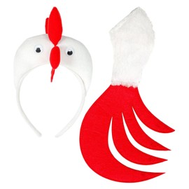 Widmann 09739 Chicken Set, Headband and Tail, White, Standard Size