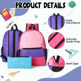 Cholemy 24 Pack 14" School Backpacks Bulk for Kid with Zipper Pencil Pouch, Wholesale Bookbag Lightweight Travel Gym Bag for Student (Stylish Color)