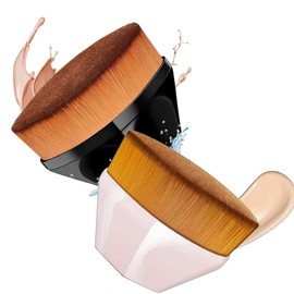 Brocha Plana Maquillaje Para Base Corrector Polvo parte superior plana, multifuncional, de alta densidad, para colorete facial, líquido, base de maquillaje para mezclar líquidos, crema o polvo impecable (Rosa)