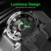 Tiong S1089 Silver Black Mesh Band Men's Casual Mechanical Watch,