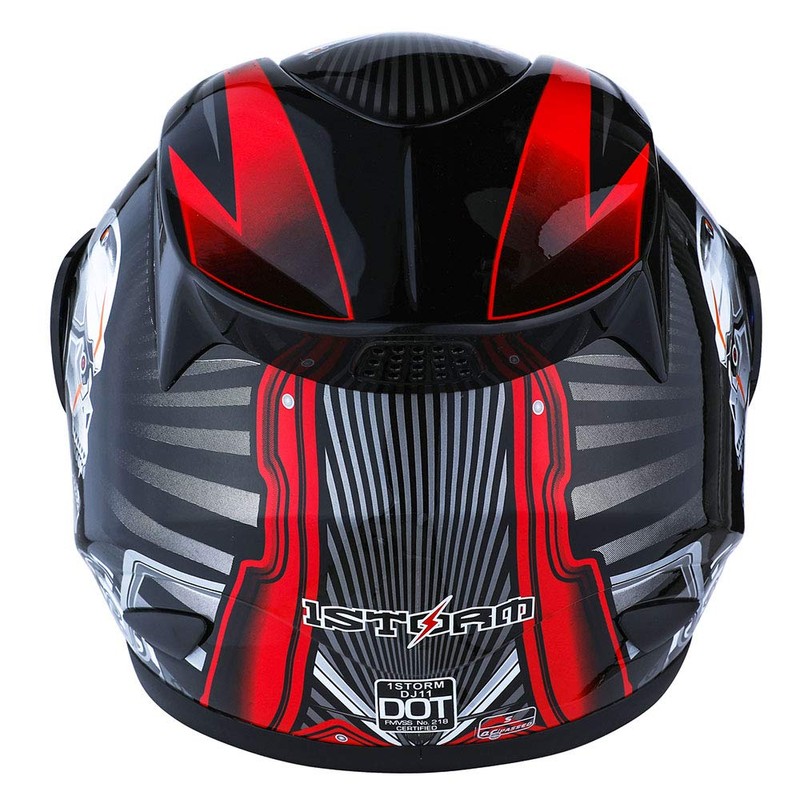 1Storm Motorcycle Bike Full FACE Helmet Mechanic Skull Size Medium