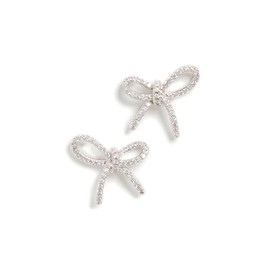 By Adina Eden Women's Pave Bow Tie Stud Earrings, Silver, One Size