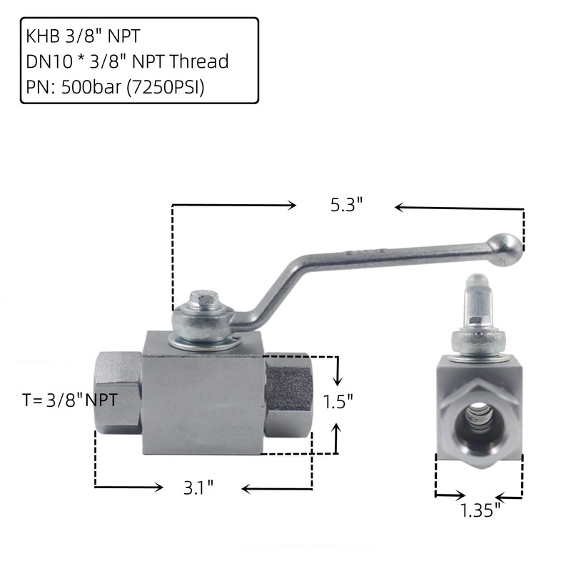 High Pressure Hydraulic Valve KHB 3/8'' NPT, Shut-Off 2 Way