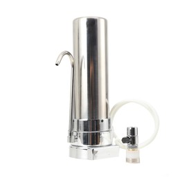 SUDEG Countertop Water Filter System,Stainless Steel Faucet Water Filtration,10" Drinking Water Filtration System,Stainless Steel Water Filter for Sink Faucet,0.8L/Min