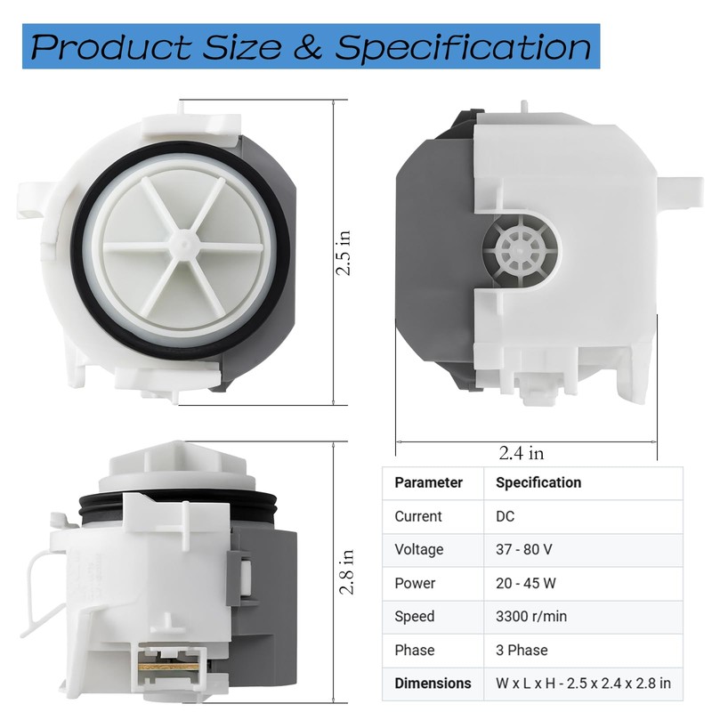 00631200 Dishwasher Drain Pump for Bosch Replace 631200 AP5972147 PS11704799,