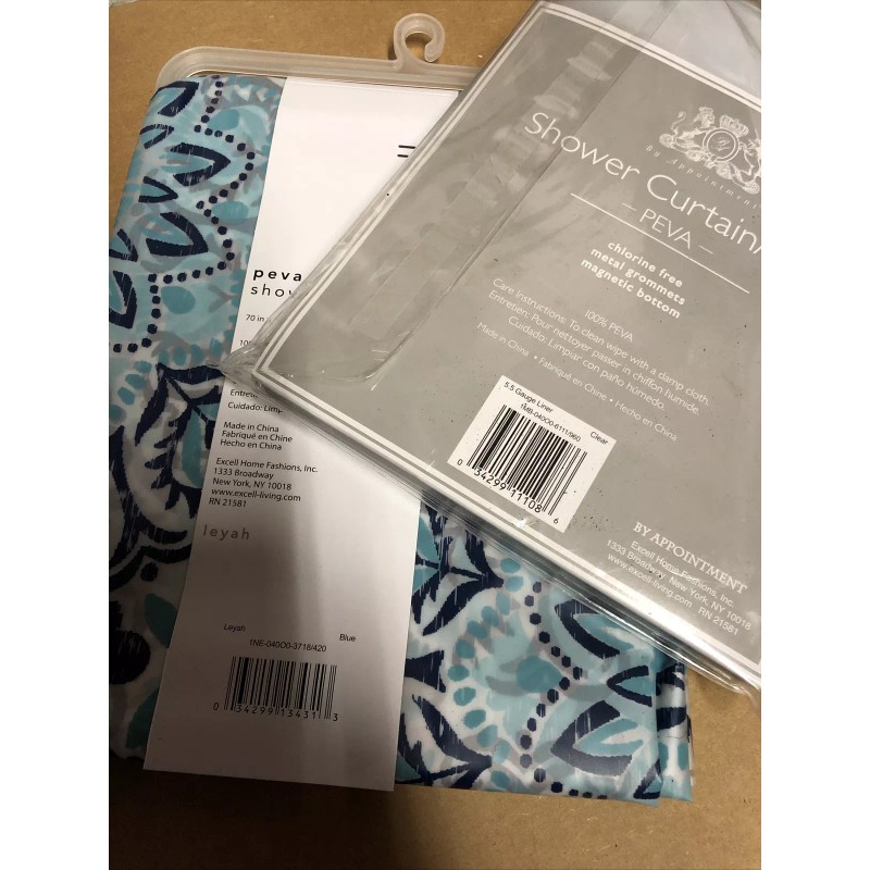 Excell 70 In X 72 In Peva Blue Shower Curtain