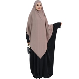 khalat Muslim Stretch Hijab Solid Color Full Cover Hijab for Women V-shaped Fashion Daily Prayer Hijab Mocha