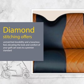GCGC EZGO TXT/RXV & Club Car DS Front & Rear Seat Covers | Diamond Stitching | Black&Brown |