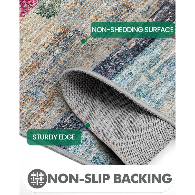 LUMI Washable Runner Rug, 3'x7' Non-Slip Hallway Mat, Low Profile