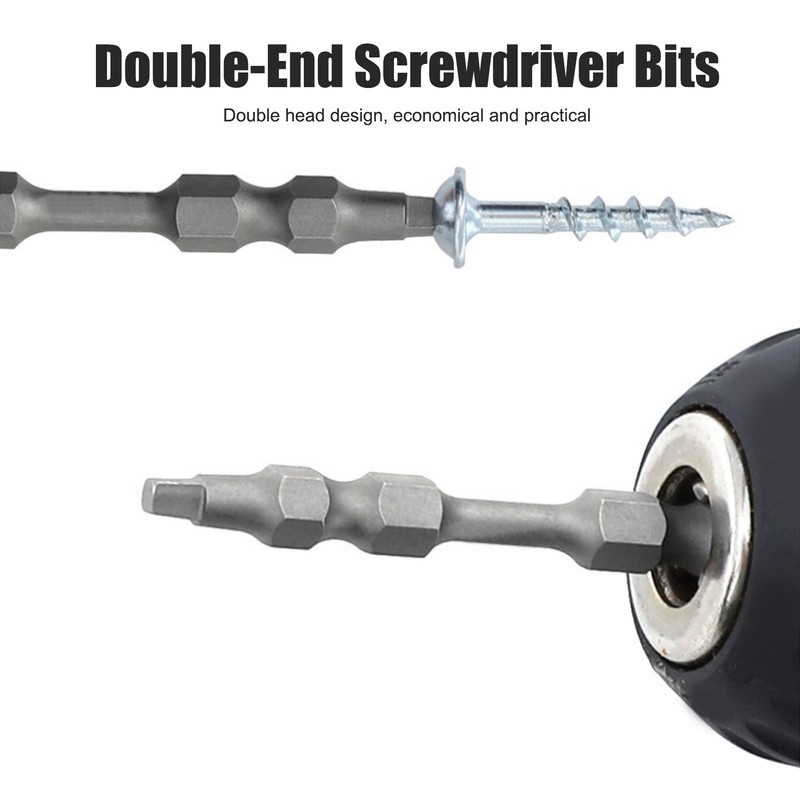 10Pcs Square Screwdriver Bits DoubleEnd Electric Magnetic Industrial Supplies 6.35mm