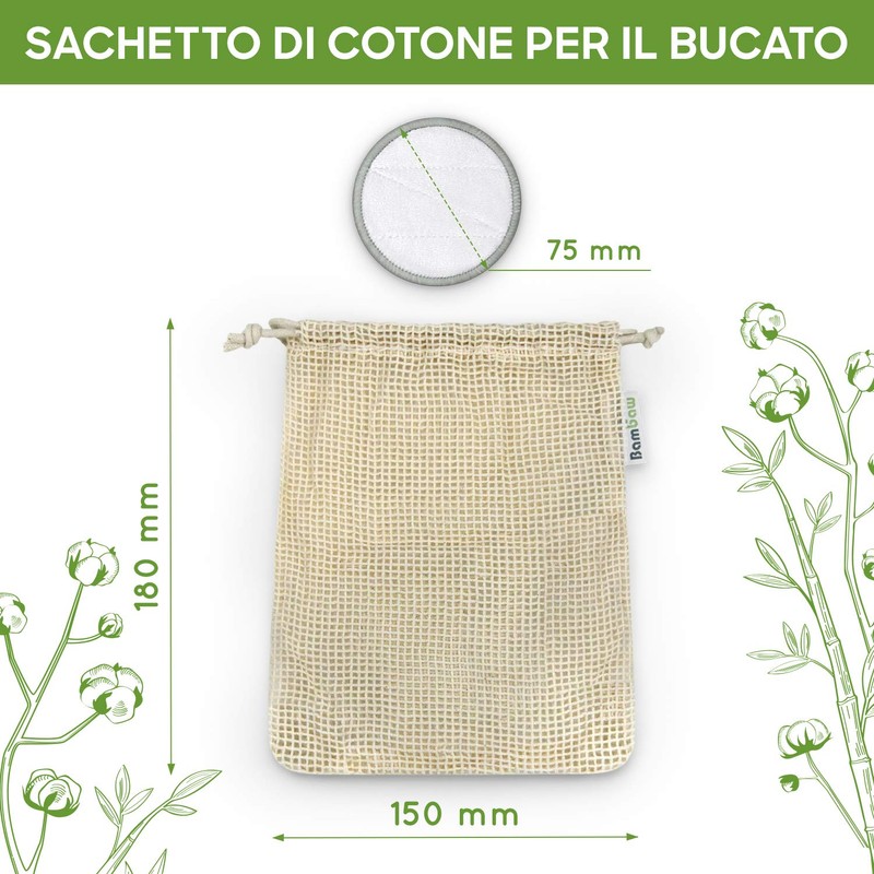 Dischetti struccanti lavabili in bambù | 16 dischetti struccanti riutilizzabili
