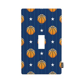 Pznen Basketball Single Toggle Switch Plate Sports Design Navy Blue 1-Gang Toggle Wall Plate Cover Decoration Light Switch Cover Men Women