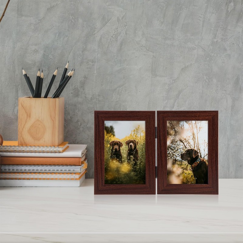 Frametory, 4x6 Double Picture Frame Hinged 2 Photos Frame Collage,