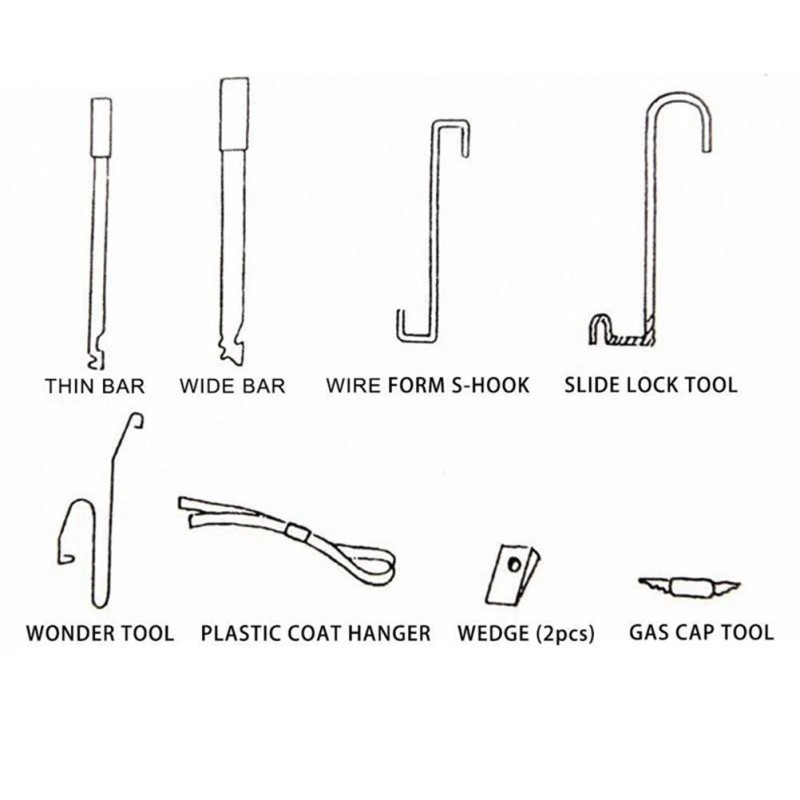 9Pcs Car Door Lost Lock Out Emergency Unlock Opening Tool