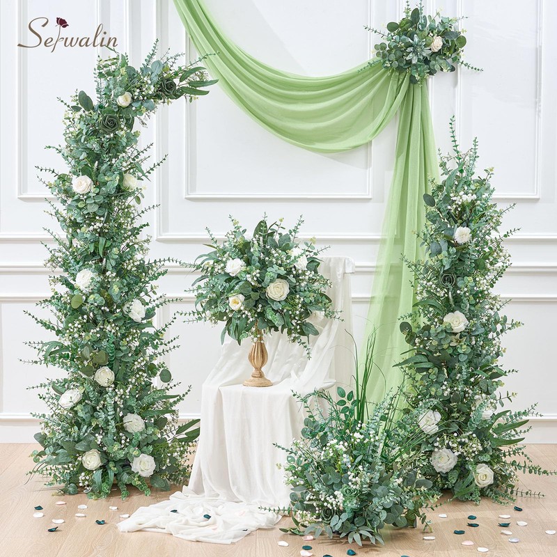 360 Pcs 7 Kinds Mixed Artificial Eucalyptus Greenery Stems Bulk