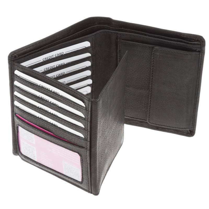 OLD RIVER Basic Leather Wallet Black (Black Vertical 006), Black