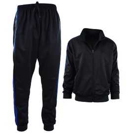 ChoiceApparel Mens Athletic 2 Piece Tracksuit Set (X-Large, 888-Black/Royal)