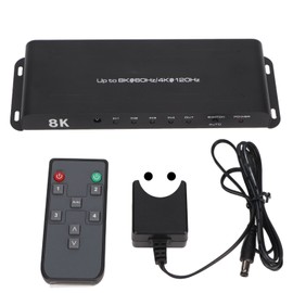 8K HD Switcher 4 In 1 Out 40Gbps 8K 60Hz 4K 120Hz Remote Control HD Multimedia Switcher for Projector PC 100‑240V EU Plug