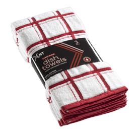XLNT Red Large Kitchen Towels (12 Pack) - 100% Cotton Dish Towels | 20" x 28" | Ultra Absorbent Dishcloths Sets of Hand Towels/Tea Towels for Everyday Scrubbing | Quick Drying Kitchen Washcloths