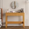 Fluted Light Oak Desk with 2 Drawers - 39 Inch