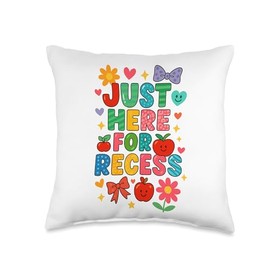Recess Fun Just Here For Recess Funny School Kid Throw Pillow