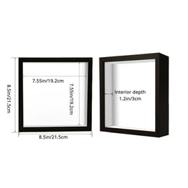 SUNMEG 8x8 Shadow Box Frame Display Case, Wood with Plexiglass, Display Case Box for Memorabilia, Medal, Crafts,Tickets and Photos, Picture Frame for Wall and Tabletop (Black, 8x8)