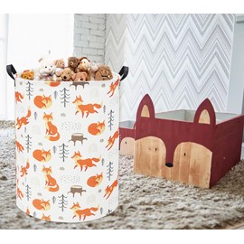 TIBAOLOVER Foxes Kids Laundry Basket Baby Hamper Foxes Toy Storage Bin for Boys Room Decor Baby Nursery Hamper Gift Baskets for Bedroom Bathroom(Foxes)